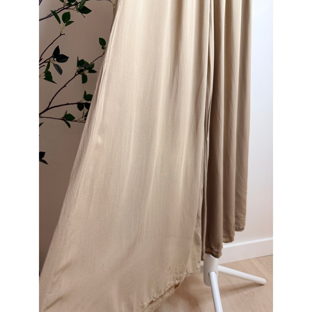 Andzela Italy 4Piece Set Duster Palazzo Pants Bandeau Headwrap Tan Viscose NEW M - Picture 5 of 11
